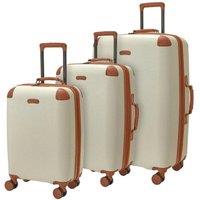 Hard Shell Classic Cream Cabin Suitcase Set 4 Wheel Luggage Trolley Travel Bag