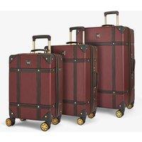 Rock Luggage Hard Shell Burgundy Trunk Suitcase Set 8 Wheel Travel Cabin Bags