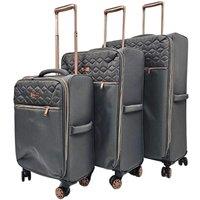 Travel Soft Lightweight Grey Cabin Suitcases Set 4Wheel Luggage Trolley Bags