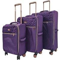 Travel Soft Lightweight Purple Cabin Suitcases Set 4Wheel Luggage Trolley Bags