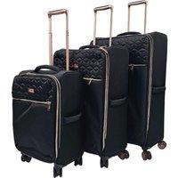 Travel Soft Lightweight Black Cabin Suitcases Set 4Wheel Luggage Trolley Bags