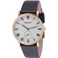 Johan Eric Men's Holstebro Watch, Steel Case Leather Strap in Black