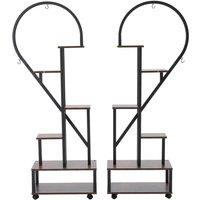 2Pcs Half-Heart-Shaped Tiered Plant Stand Metal Flower Stand Holder Rack Book Shelf