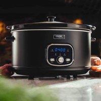 Cooks Professional 6.5L Digital Slow Cooker with Lid, Removable Bowl & 3 Heat Settings in Black