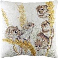 Evans Lichfield Woodland Field Mice Water Colour Hand-Painted Cushion | Size: 43 cm x 43 cm