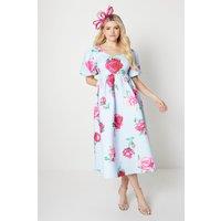 Debut London by Coast Rose Scuba Puff Sleeve Dress