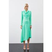 Viscose Satin Asymmetric Woven Maxi Dress