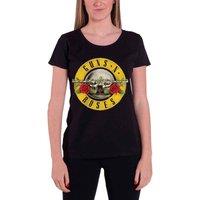 Guns N Roses Women's Classic Bullet Logo Skinny Fit T-Shirt in Black | Size: Small