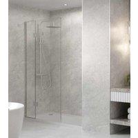 Walk In Shower Glass Panel Glass Shape 360 + 600 mm With White Long Shower Tray 1800 x 900 mm