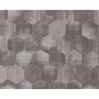 A.S. Creation Metallic Honeycomb Contemporary Geometric Shimmer Wallpaper in Grey
