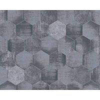 A.S. Creation Metallic Honeycomb Contemporary Geometric Shimmer Wallpaper in Charcoal