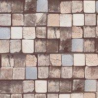 A.S. Creation Wood Block Pattern Faux Effect Square Embossed Textured Wallpaper in Blue