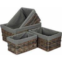 Red Hamper Set of 4 Grey Scandi Storage Basket With Grey Lining