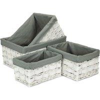 Red Hamper Set of 4 White Grey LinedScandi Storage Basket With Grey Lining
