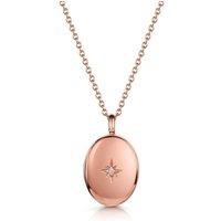 LOVELOX Lockets Women's Oval Locket With Clear Crystal in Rose Gold