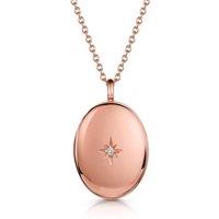 LOVELOX Lockets Women's Large Oval Locket With Clear Crystal in Rose Gold