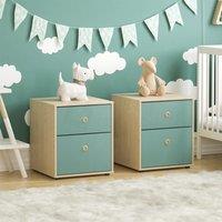 Home Discount Junior Vida Neptune 2 Drawer Bedside Table Set of 2 Bedroom Furniture in Blue