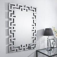 FurnitureboxUK Venetian Large 100cm x 66cm Silver Patterned Mirrored Frame Rectangular Hallway Bedroom Living Room Wall Mirror | Size: 100 cm x 66 cm