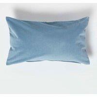 Homescapes Luxury Soft Velvet Cushion in Blue | Size: 30 cm x 50 cm