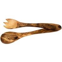 Verano Spanish Ceramics Olive Wood Natural Grained Rustic Kitchen Dining Salad Server (L) 20cm
