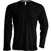 Kariban Men's Slim Fit Long Sleeve V Neck T-Shirt in Black | Size: Medium