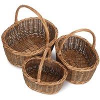 Red Hamper Oval Unpeeled Shopping Basket in Brown | Size: Medium
