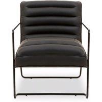 Orsina Sturdy Foundry Chair, Metal Armchair, Easy to Clean Leather Armchair, Body Supportive High Back Accent Chair in Black