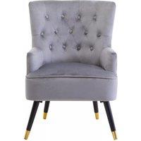 Orsina Grey Velvet Tufted Chair, High quality Velvet Dining Chair, HighBack Grey Accent Armchair