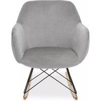 Orsina Small Velvet Rocking Chair, Versatile Velvet Desk Chair, Backrest Velvet Armchair, Accent Armchair in Grey