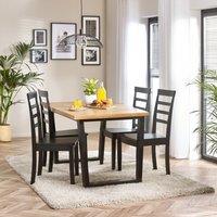 FurnitureboxUK Cotswold Wooden Dining Table & 4 Whitby Black Dining Chairs in Light Oak | Size: Medium