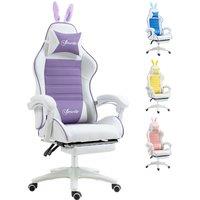 VINSETTO Racing Gaming Chair Reclining PU Leather Computer Chair with Headrest in Purple