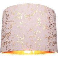 Happy Homewares Modern Soft Cotton Fabric Lamp Shade with Shiny Foil Floral Decoration in Pink | Size: 10 inches
