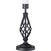 Happy Homewares Traditional Table Lamp Base with Twist Metal Stem Design & Inline Switch in Black | Size: 15 inches