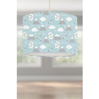 Teddy Bear and Mountain Lampshade Blue