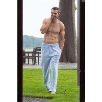 British Boxers Men's 'Westwood Blue' Stripe Brushed Cotton Pyjama Trousers in Light Blue | Size: 2XL