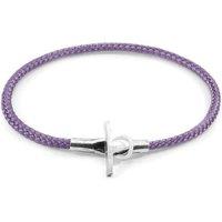 ANCHOR & CREW Men's Cambridge Silver & Rope Bracelet in Lilac | Size: 19 cm