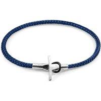 ANCHOR & CREW Men's Cambridge Silver & Rope Bracelet in Navy | Size: 23 cm