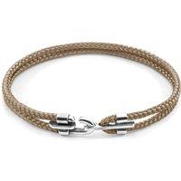 ANCHOR & CREW Men's Canterbury Silver & Rope Bracelet in Light Brown | Size: 19 cm