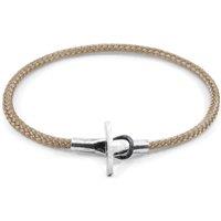ANCHOR & CREW Men's Cambridge Silver & Rope Bracelet in Light Brown | Size: 21 cm
