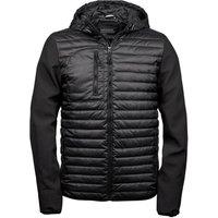 TEE JAYS Men's Crossover Hooded Padded Jacket in Black | Size: Large
