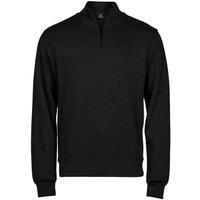 TEE JAYS Men's Ribber Interlock Half Zip Sweatshirt in Black | Size: Small