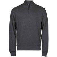 TEE JAYS Men's Ribber Interlock Half Zip Sweatshirt in Dark Grey | Size: Medium