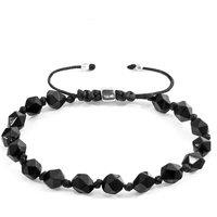 ANCHOR & CREW Men's Zebedee Silver & Stone Beaded Macrame Bracelet in Black