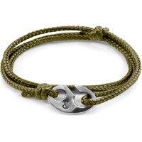 ANCHOR & CREW Men's Windsor Silver & Rope Bracelet in Green