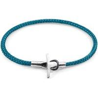 ANCHOR & CREW Men's Cambridge Silver & Rope Bracelet in Blue | Size: 23 cm