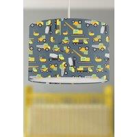 Construction Vehicles Lampshade Yellow and Grey