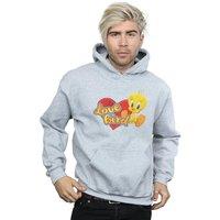 Looney Tunes Men's Tweety Pie Valentines Day Love Bird Hoodie in Grey | Size: Large