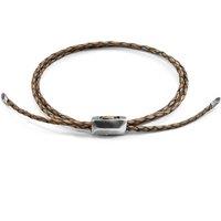 ANCHOR & CREW Men's Edward Silver & Braided Leather SKINNY Bracelet in Grey