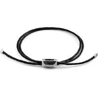 ANCHOR & CREW Men's Edward Silver & Braided Leather SKINNY Bracelet in Black