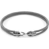 ANCHOR & CREW Men's Canterbury Silver & Rope Bracelet in Grey | Size: 21 cm